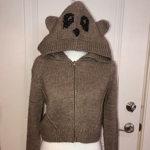 American Rag zip up sweater w/animal hoodie size M